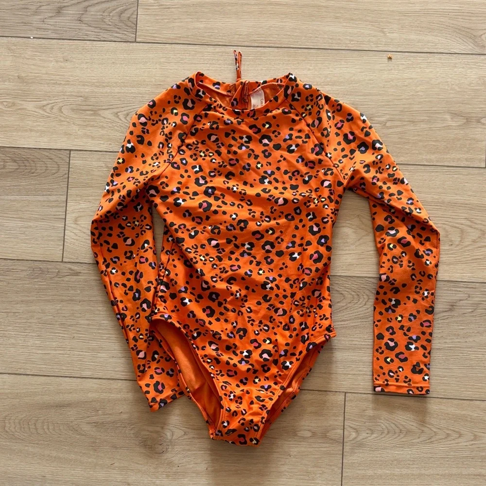 Cat & Jack Orange Leopard Print Rashguard - Picture 1 of 3